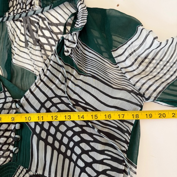Anthropologie Marais Green Printed Chiffon Maxi Dress Size XS - Picture 11 of 15